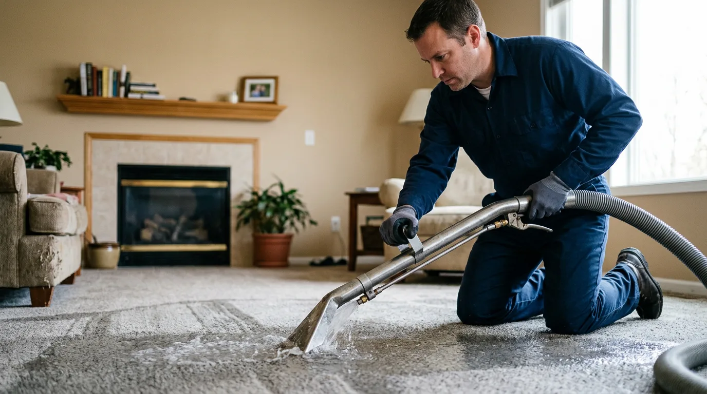 Water damage restoration technician working near Trafford, AL